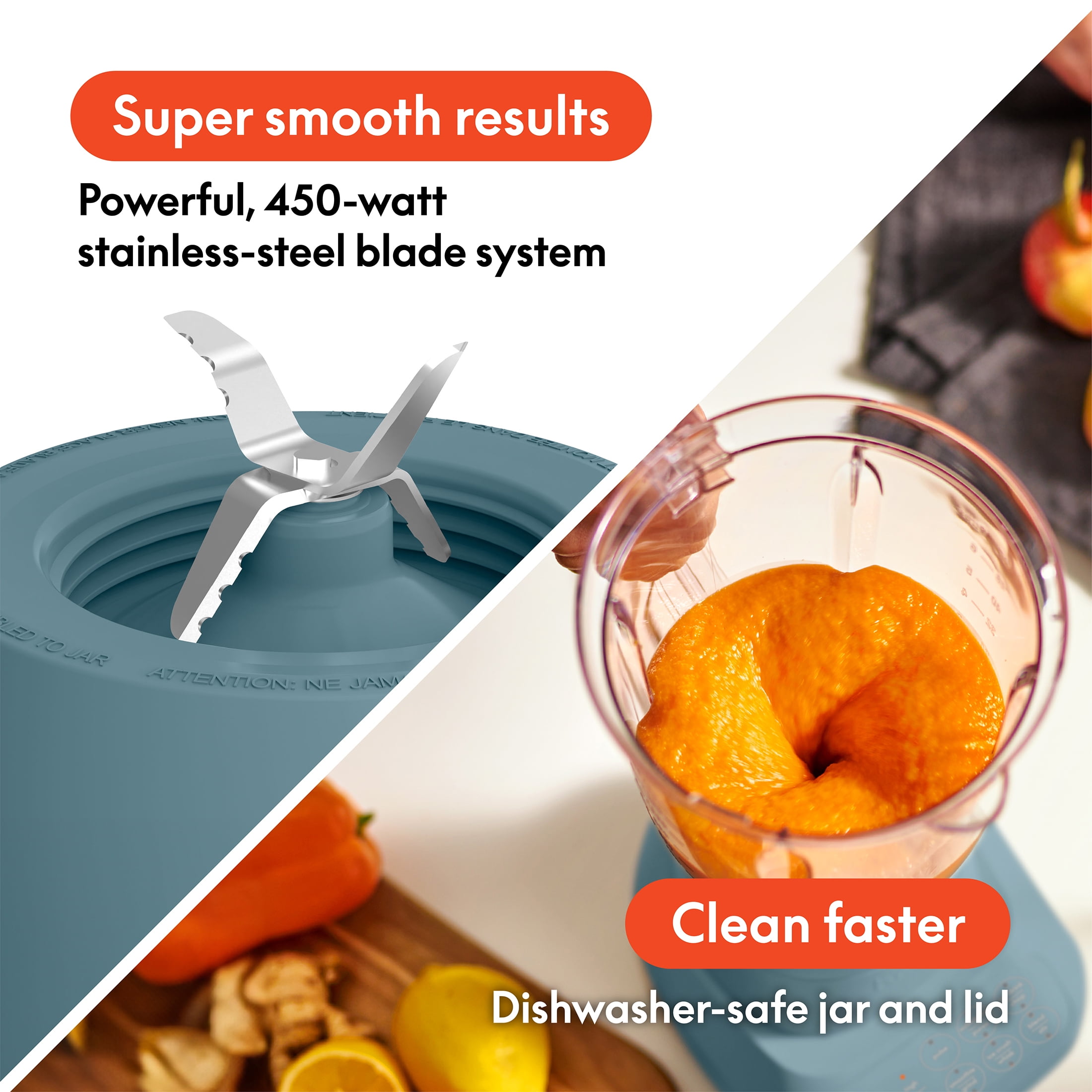 bella 10 Speed Countertop Blender, 48 oz Dishwasher Safe Pitcher, Juicer & Smoothie Maker with Fits-Anywhere™ Slim Flip & Store Design, Stainless Steel Blade, Surf