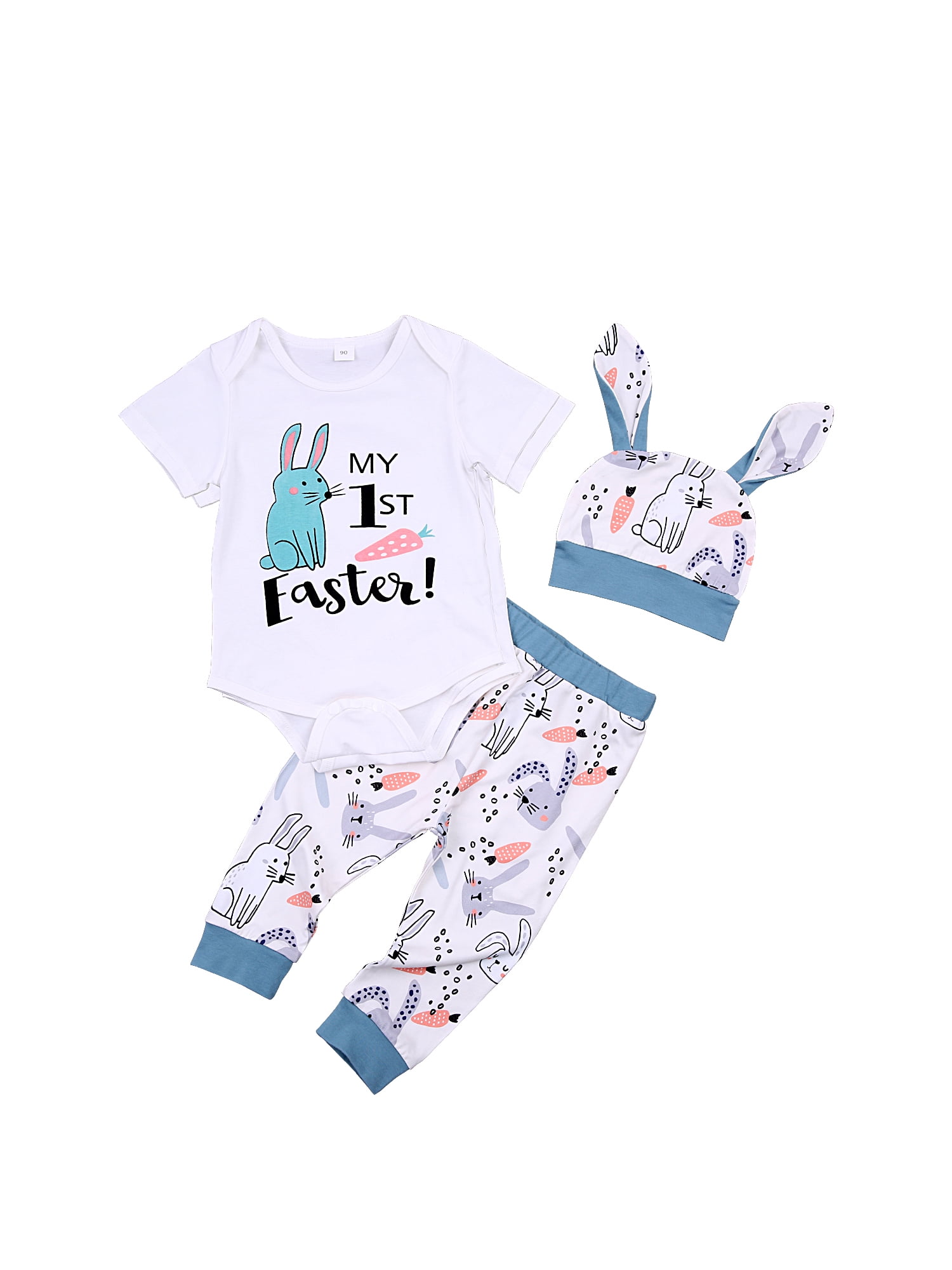 Baby White Bunny First Easter Personalised Romper Suit Outfits For Rabbit Hop 