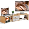 thumbnail image 1 of Support Surélevé Double pour Moniteur avec Tiroirs, Longueur et Angle Réglables, Support de Moniteur avec Rangement, Grand Rehausseur pour Ordinateur pour Moniteurs/ordinateur Portable/PC, Écran en Bois/support Télé, Organisateur de Bureau, 1 of 7