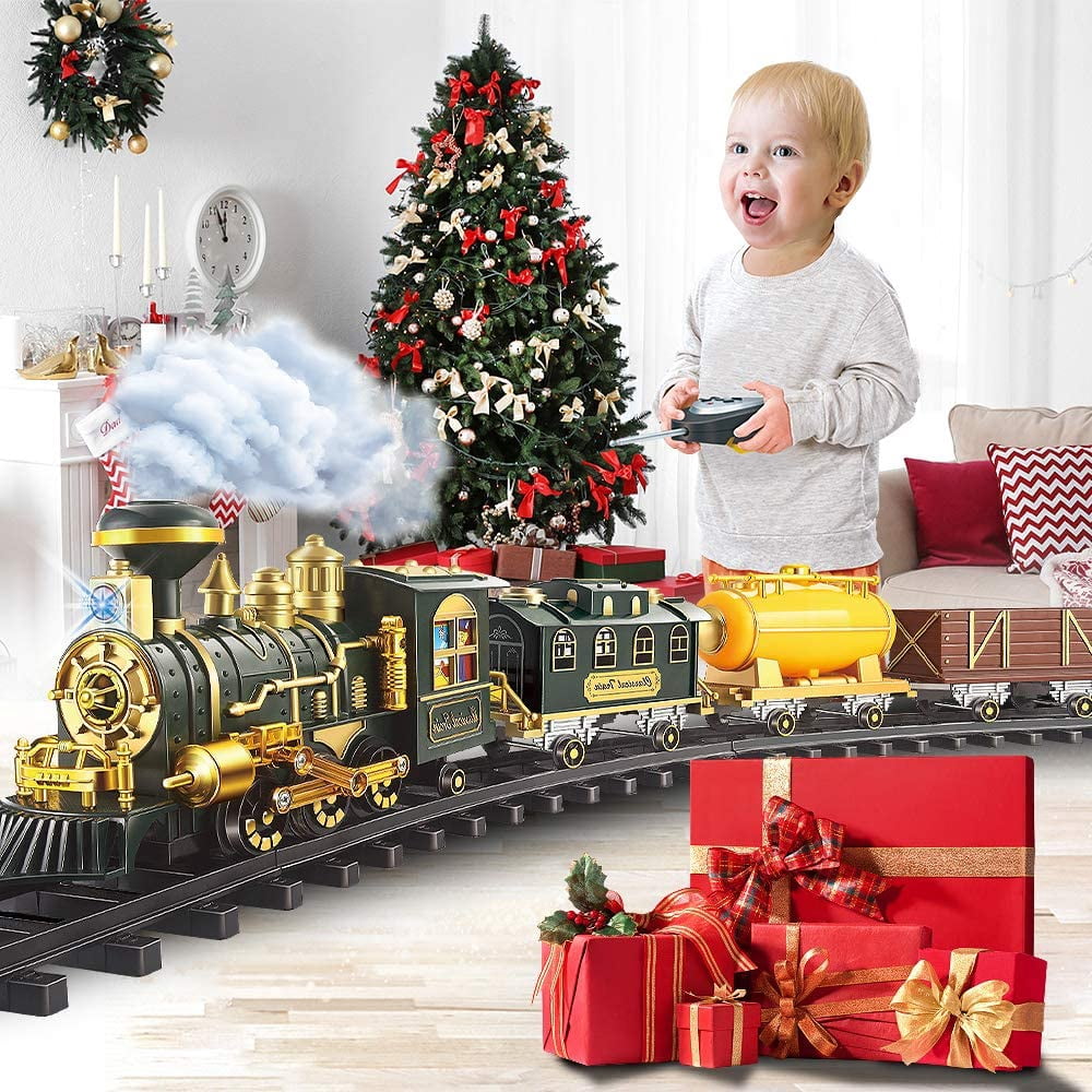 Dinosaur Train Set - Electric Train Toys For Kids With Dinosaur Figures & Play Mat, Large Train Track With Bridge, Toy Model Train For Toddlers