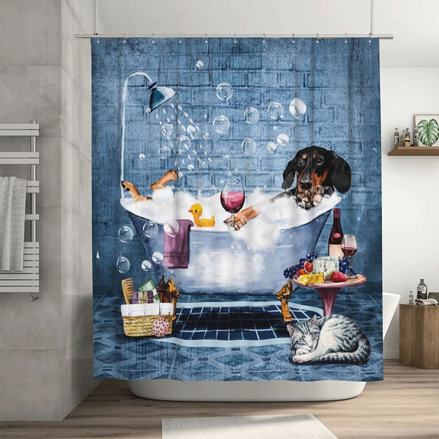  LAKIMCT Cute Maltese Dogs Shower Curtain for Bathroom