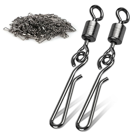 100pcs Fishing Swivels, EEEkit Stainless Rolling Connector Snap Swivels Kit Anti-Corrosion