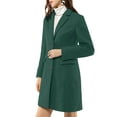 thumbnail image 5 of INSPIRE CHIC Women's Coat Solid Color Notched Lapel Single Breasted Winter Peacoat Green S, 5 of 8
