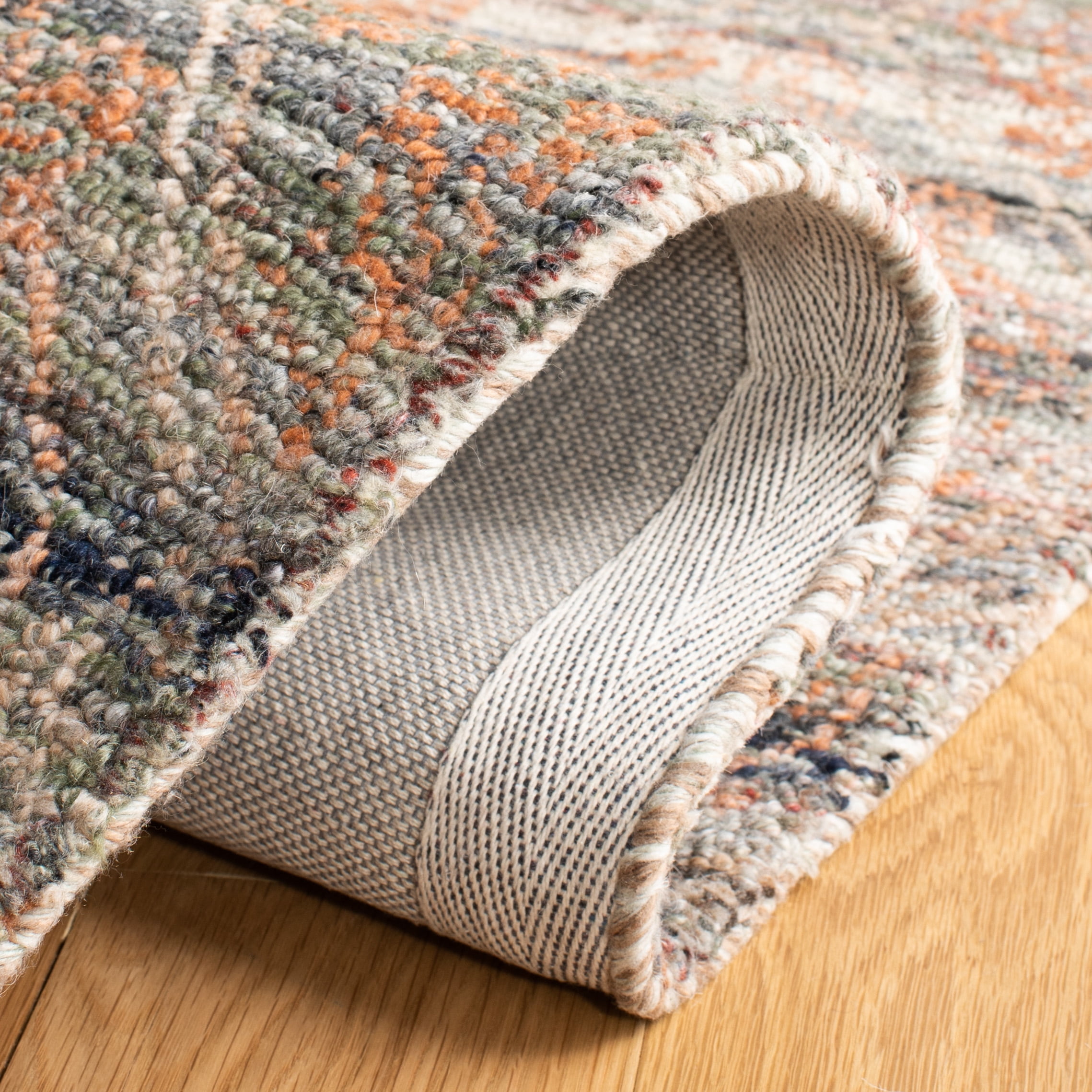 SAFAVIEH Marquee Esmond Geometric Runner Rug, Grey/Rust, 2'6" x 8'