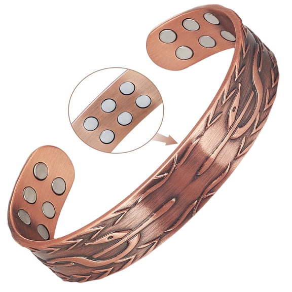 Wollet  Copper Bracelet for Men, 99.9% Pure Copper Bangle, Root Design