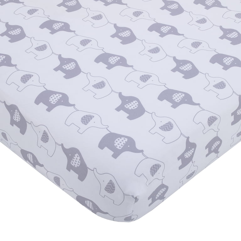 Elephant Stroll 3-Piece Crib Bedding Set, Gray and White photo 4