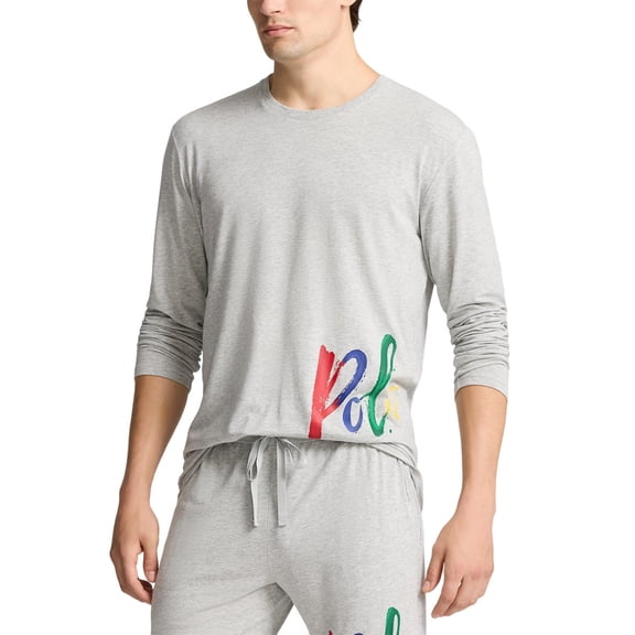 Polo Ralph Lauren Men's Heather Gray Long-Sleeve Crewneck Pajama Shirt Sleepwear Size XL Pullover