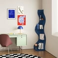 thumbnail image 4 of Yowos Corner Shelf, Modern 5-Tier Wall Corner Bookshelf, Stylish Corner Small Bookcase Storage Rack Wavy Plant Stand with Unique Shape for Living Room, Home Office, Blue, 4 of 9