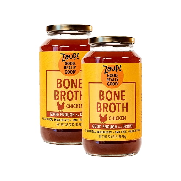 Zoup! Gluten Free, Fat Free, Non-GMO Clear Chicken Bone Broth, 2-Pack 32 fl. oz.