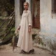thumbnail image 4 of Quixlent Women's Cotton Linen Shirt Dress Casual Rolled-Up Sleeve Button Dowm Maxi Dress Summer Loose Tunic Shift Dress, 4 of 7