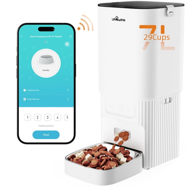 Comedero automático para gatos y perros UPAWPIA, 7 L/29 tazas, WiFi programable