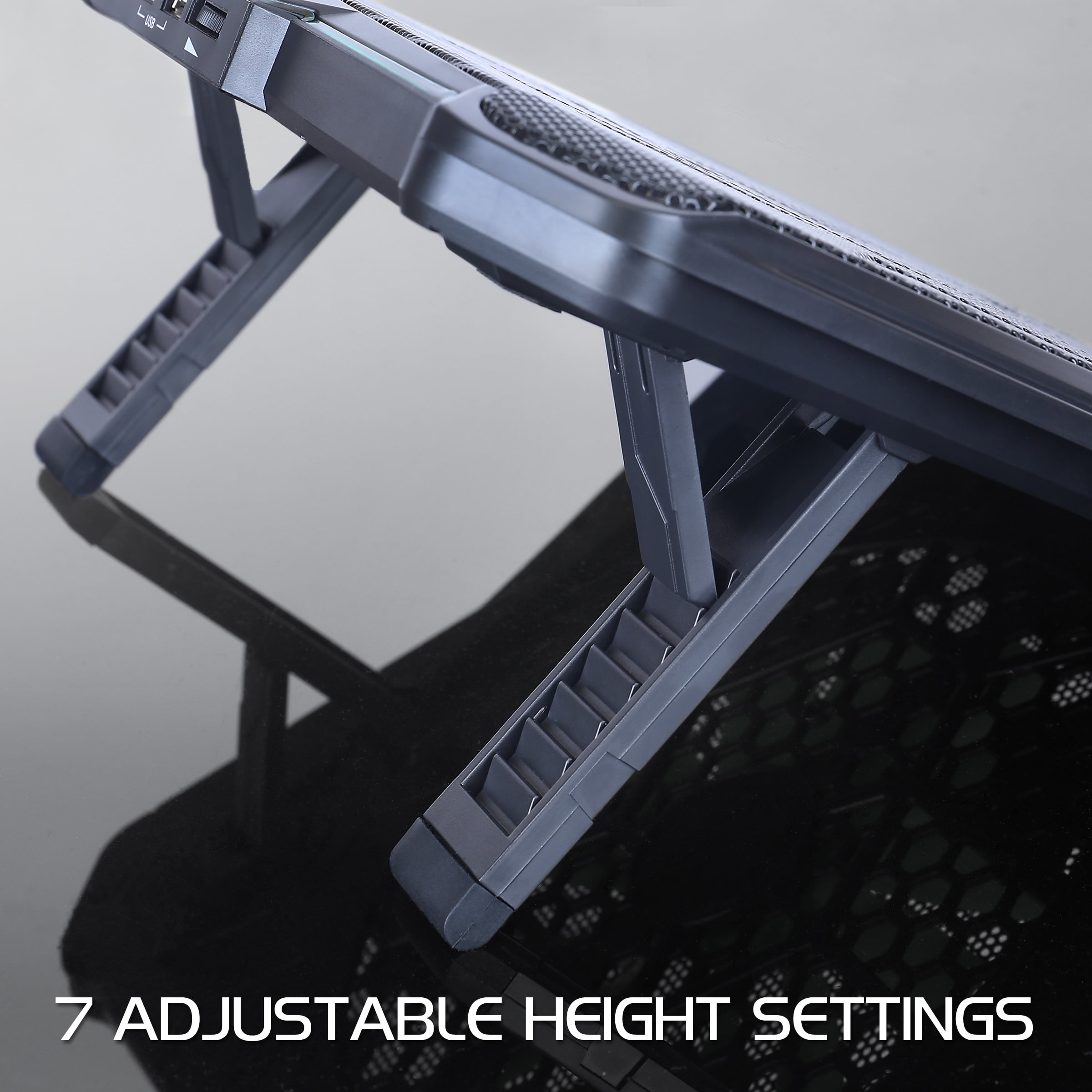 ENHANCE Cryogen 5 Gaming Laptop Cooling Pad Stand, Adjustable Height, USB Ports, 800 RPM - Red