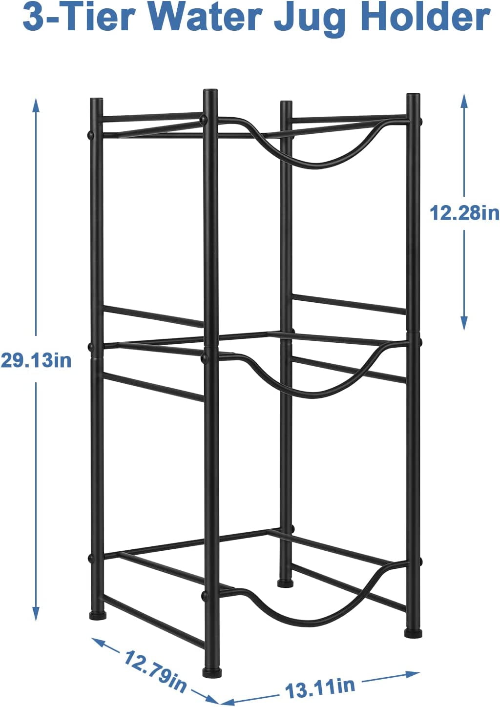 5 Gallon Water Jug Holder 3 Tier Water Cooler Jug Storage Rack, Black