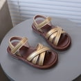 thumbnail image 4 of UngA Closed Toe Sandals for Girls Girls Wedge Sandals Summer Dress Platform Sandals Wedding Sandals for Little Kid To Big Kid Flower Girl Sandals(Gold,Size 12.5), 4 of 6