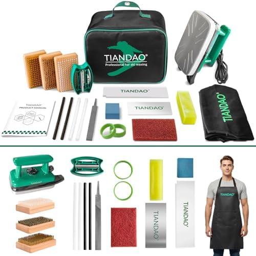 Ski Snowboard Tuning Waxing Kit with Iron, Wax, Edge Tuner, P-Tex, Base Brushes Includes Scraper, File, Sandpaper, Storage Bag Full DIY Ski Snowboard Maintenance Tool Set$$Sport & Recreation Other