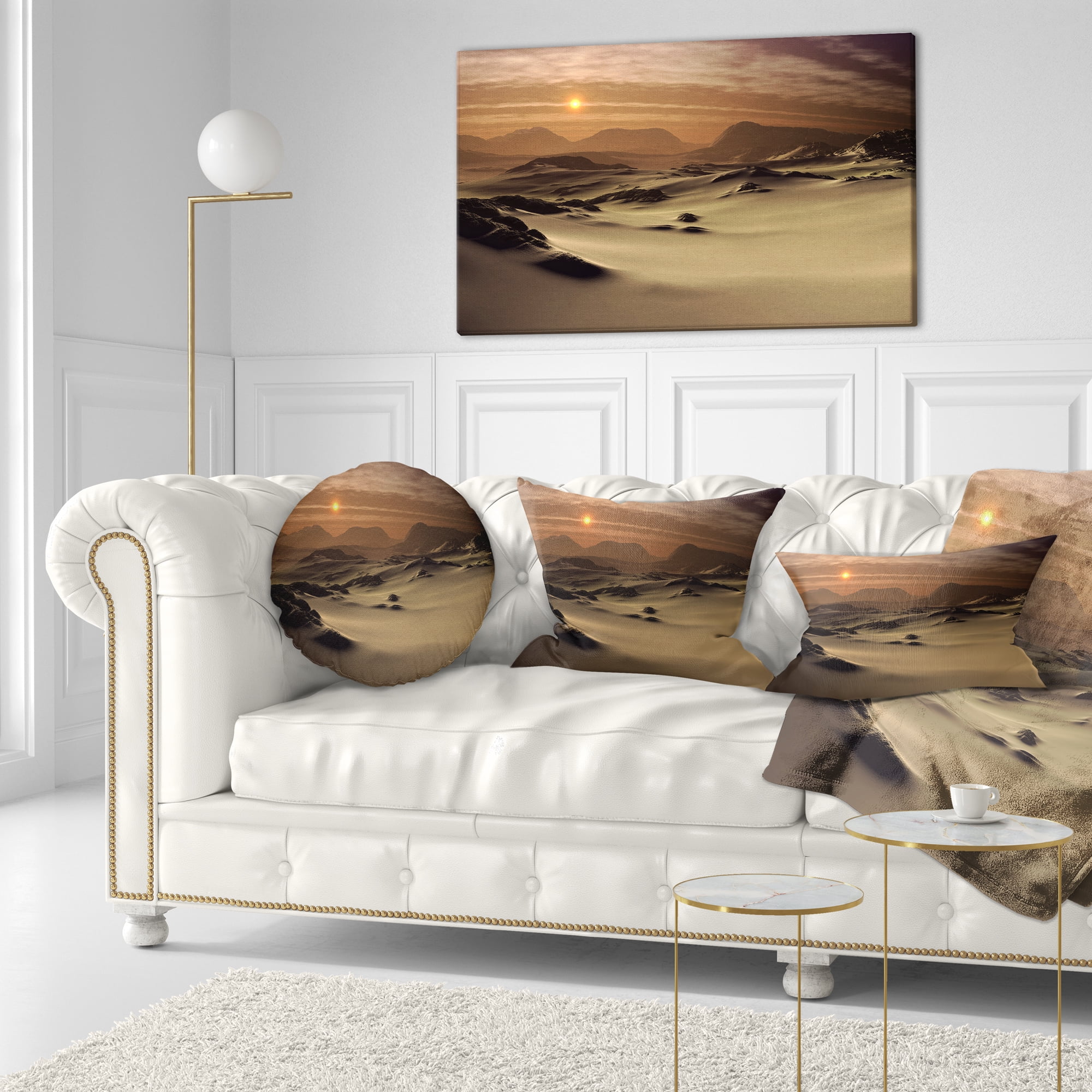 Designart Beautiful Brown Fantasy Terrain - Landscape Printed Throw Pillow - 12x20