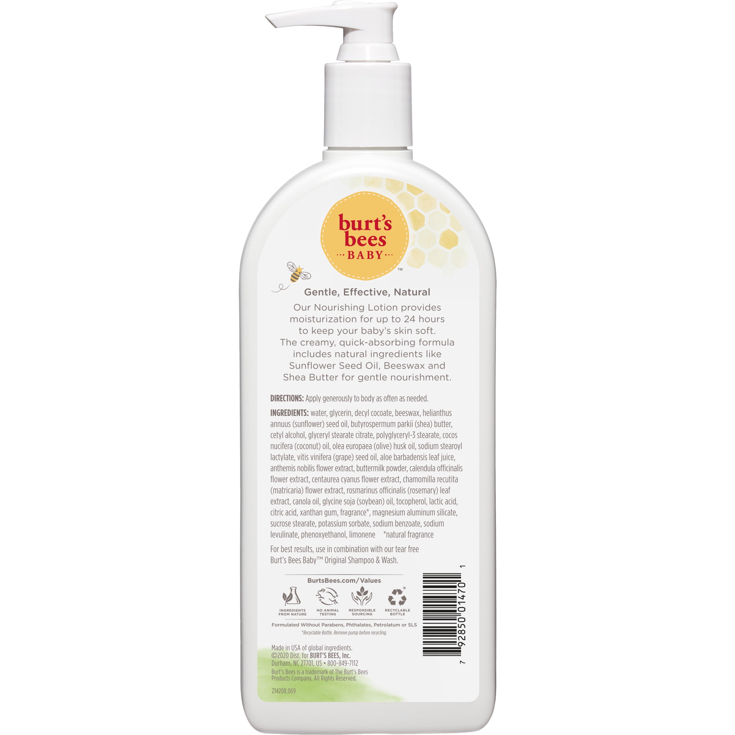 Burt's Bees Baby Nourishing Lotion with Sunflower Seed Oil, Original Scent, 12 oz