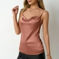 thumbnail image 6 of Women's Silk Satin Camisole Cowl Neck Tank Top Cami Silk Basic Tank Shirt Blouses Khaki XL, 6 of 8