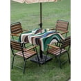 thumbnail image 4 of Outdoor Tablecloths with Umbrella Hole & Zipper, Green Blue Brown Moire 54x54 Inch Square Tablecloths, Modern Abstract Art Waterproof Table Cloth, Patio/Pool/Picnic Table Covers, 4 of 8