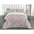 thumbnail image 3 of Ambesonne Blue Pink Quilted Bedspread Set 3 Pcs, Vintage Landmarks, King Size, Pale Pink and Pale Blue, 3 of 5