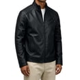 thumbnail image 2 of Miqool Men's Stand Collar Leather Motorcycle Jacket Zip Up Vintage Lightweight Faux Leather Biker Coat Long Sleeve Outerwear with Multi Pocket S-3XL, 2 of 8