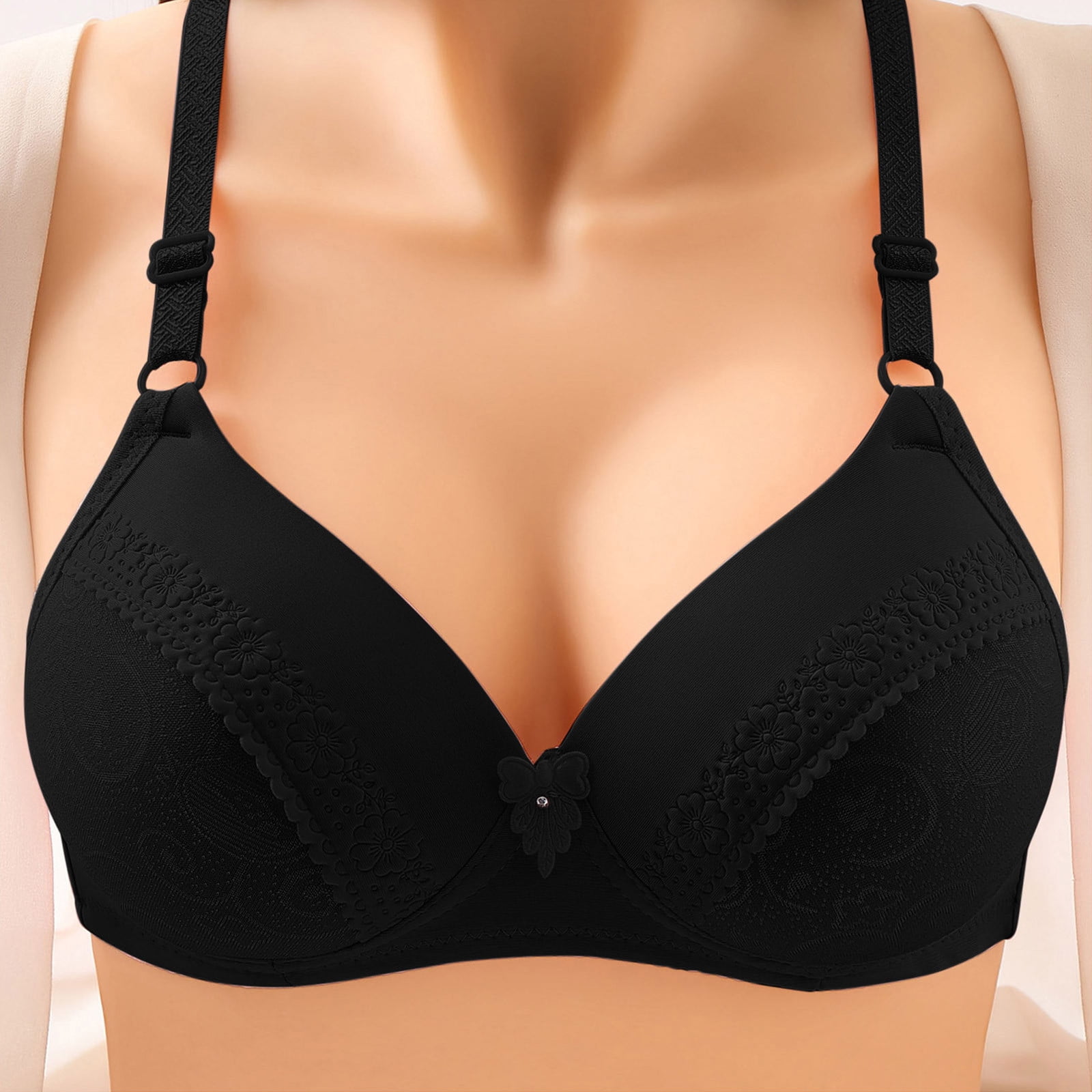TOWED22 Plus Size Bras,Smooth Wireless Bra for Women, Seamless 360 Degree  Support, Smooth fit no Buldges Black,50A