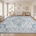 thumbnail image 4 of Janvonne 7'x10'Bohemian Blue Grey Area Rug, Low-pile Washable Non-Slip Boho Carpet for Living Room Bedroom Nursery, Pet Friendly，Home Decoration, 4 of 8