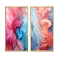 thumbnail image 2 of Designart "Blue Red Ink Waves Rhythmic I" Abstract Liquid Ink Framed Wall Art Set Of 2 - Modern Blue Framed Canvas Set For Living Room Decor, 2 of 6