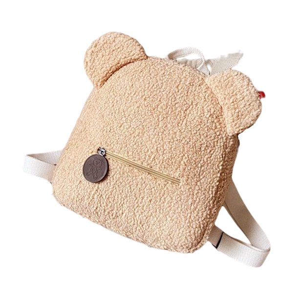 Sonducket Mochilas de oso, minimochilas de viaje para niños, mochilas de otoño para mujeres, bolso de hombro con forma de oso de lana de cordero para Mochilas Caqui Sonducket AP006670-01