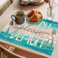 thumbnail image 3 of Summer Turquoise Beach Placemats Set of 4 Sand Coastal Waves Gradient Place Mats Indoor Wipeable Table Mats Washable Cloth Dining Table Placemats for Kitchen Holiday Party Home Decor 13x19 Inch, 3 of 9