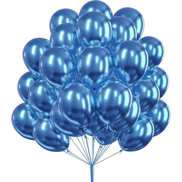 Globo PartyWoo azul metalizado, 50 unidades, 30 cm, para guirnalda o arco