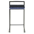 Fuji Contemporary Stackable Counter Stool In Black With Blue Velvet