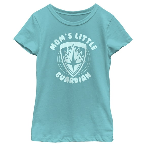 Girl's Guardians of the Galaxy Mom's Little Guardian Shield Graphic Tee Tahiti Blue Medium