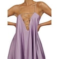 thumbnail image 3 of Qiylii Women's Casual Chain Sling Dress Deep V-Neck Backless Short Dress Solid Color Cutout Sexy A-line Party Dresses, 3 of 9