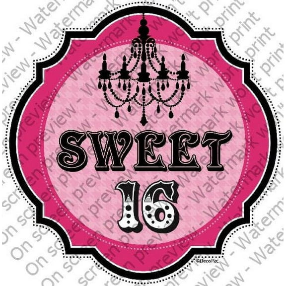 Whimsical Practicality's Sweet 16 Birthday-Girl Edible Icing Image Cake Topper-1/4 Sheet or Larger