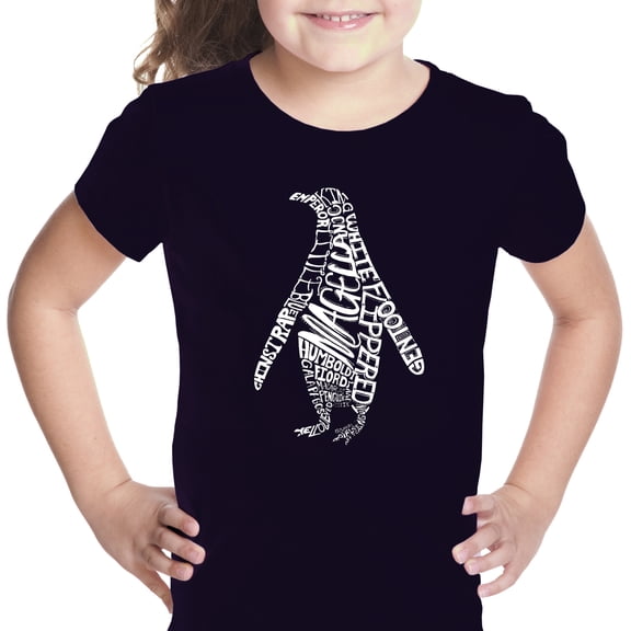 LA Pop Art Girl's Word Art T-shirt - Penguin