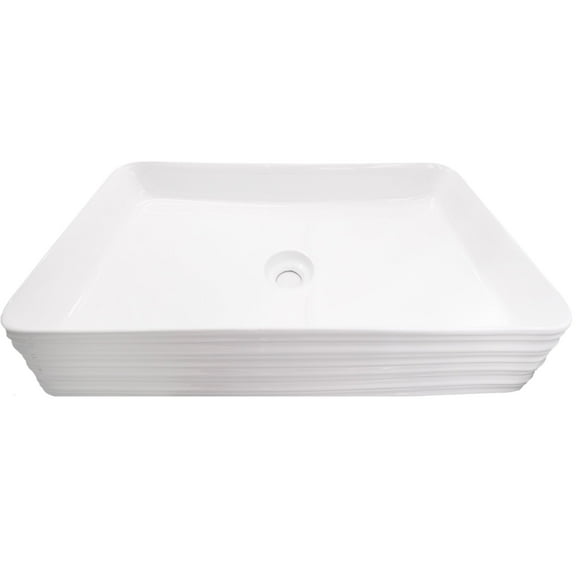 Novatto NP-208513 Évier Rectangulaire en Porcelaine Blanche avec Extérieur Rainuré; Largeur de 26,25 Pouces