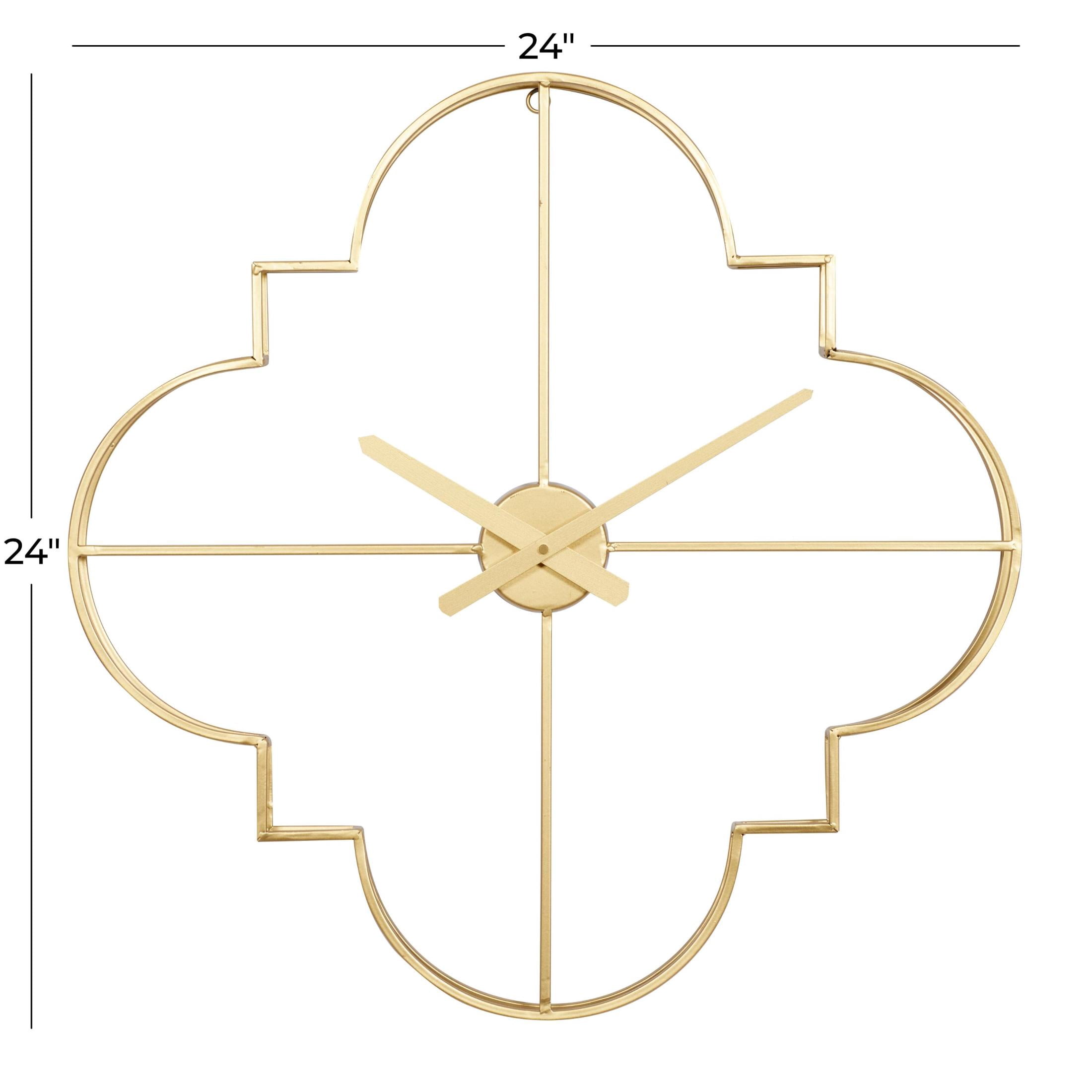 CosmoLiving by Cosmopolitan 24" x 24" Gold Metal Open Frame Quatrefoil Wall Clock