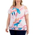 thumbnail image 3 of MSRP $65 Jm Collection Women Plus Size w/ Necklace Cold-Shoulder Blouse Size 1X, 3 of 3