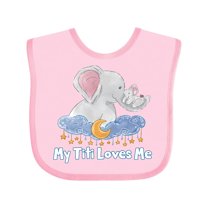 Inktastic My Titi Loves Me Cute Elephants Clouds Moon and Stars Boys or Girls Baby Bib