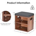 thumbnail image 2 of Farini Small Shoe Bench with Cushion, Shoe Storage Bench with Seating, Seat Shoe Rack for Entryway, Walnut-Dark Gray, 2 of 9