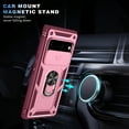 thumbnail image 4 of Allytech Cover Case for Google Pixel 6 Pro with Slide Camera Cover, Hard PC Back & Soft TPU Bumper Drop Proof Lens Protection Ring Holder Kickstand Rugged Case for Google 6 Pro 6.7" 2021, Pink + Rose, 4 of 11