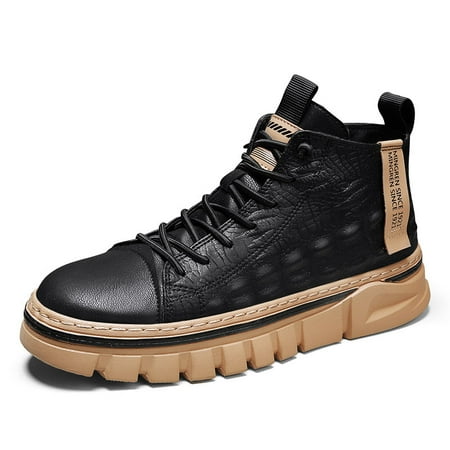 

Men‘s Crocodile Print Faux Leather Casual Lace Up Ankle Boots