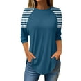 thumbnail image 2 of Fall T-Shirt for Women Women's Fashion Casual Going Out Tops Printed Raglan Sleeve 3/4 Sleeve Pullover Round Neck Tops, 2 of 5
