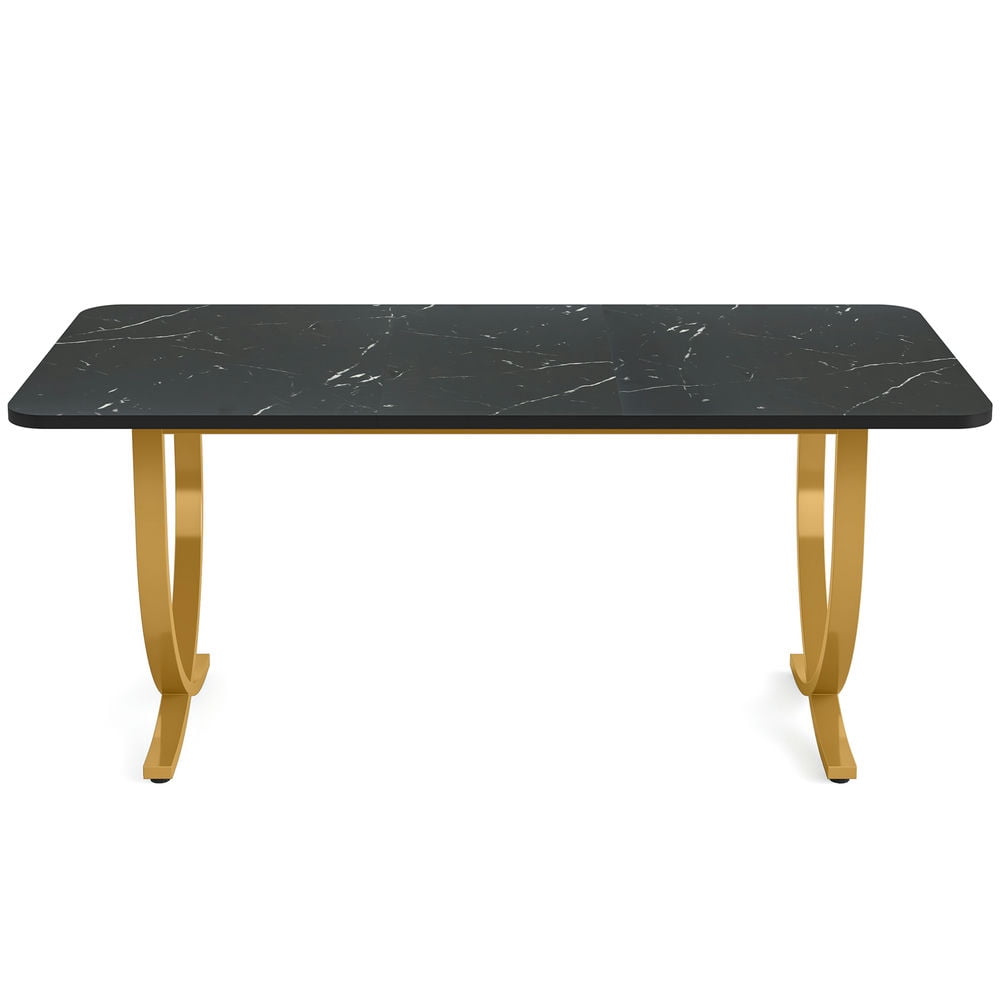 Yardi Yarda 63" Executive Desk, Faux Marble Computer Desk Meeting Table, Desk for Indoor, Black