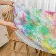 thumbnail image 3 of Colorful Tie Dye Round Table Cloth Abstract Swirl Spiral Elastic Edged Table Cover Fade And Stain Resistant Table Cloths Easy To Clean Fits Tables 40-44" Diameter, 3 of 6