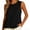 Black, variant on Womens Tops Women's Solid Color Ruffle Neck Cotton Linen Sleeveless TopBack Button Reversible Thin Casual Blouse with Elegant Vibe XXL