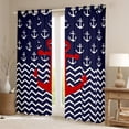 thumbnail image 2 of jejeloiu Red Ship Anchor Blackout Curtains Set of 2 (38x54 Each),Geometric Waves Stripes Curtains and Drapes,Navigation Theme Living Room Curtains For Boys,Breathable Home Decor, 2 of 6