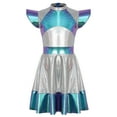 thumbnail image 2 of TiaoBug Girls Halloween Alien Dresses Cap Sleeve High Waist Metallic A-Line Dress Space Dress Up Blue 12, 2 of 7