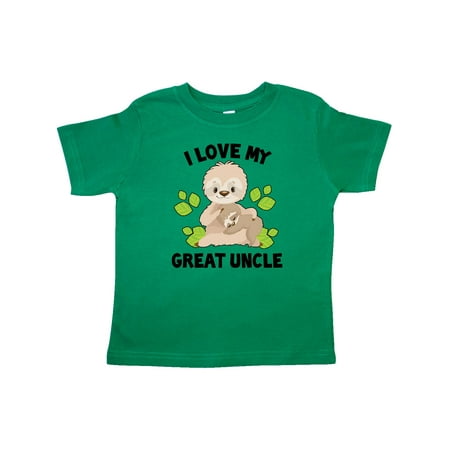

Inktastic Cute Sloth I Love My Great Uncle with Green Leaves Gift Toddler Boy or Toddler Girl T-Shirt